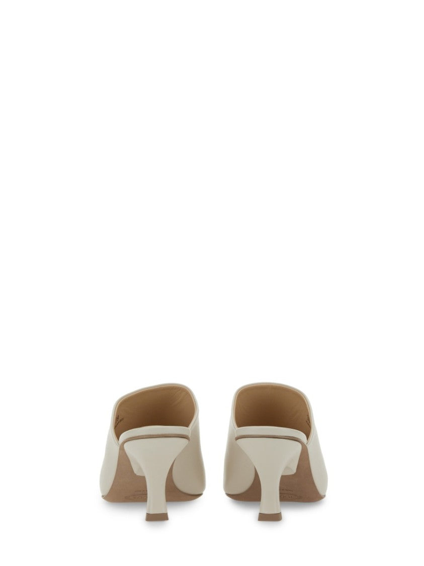 Backless Calfskin Sandals With Sophisticated Heel