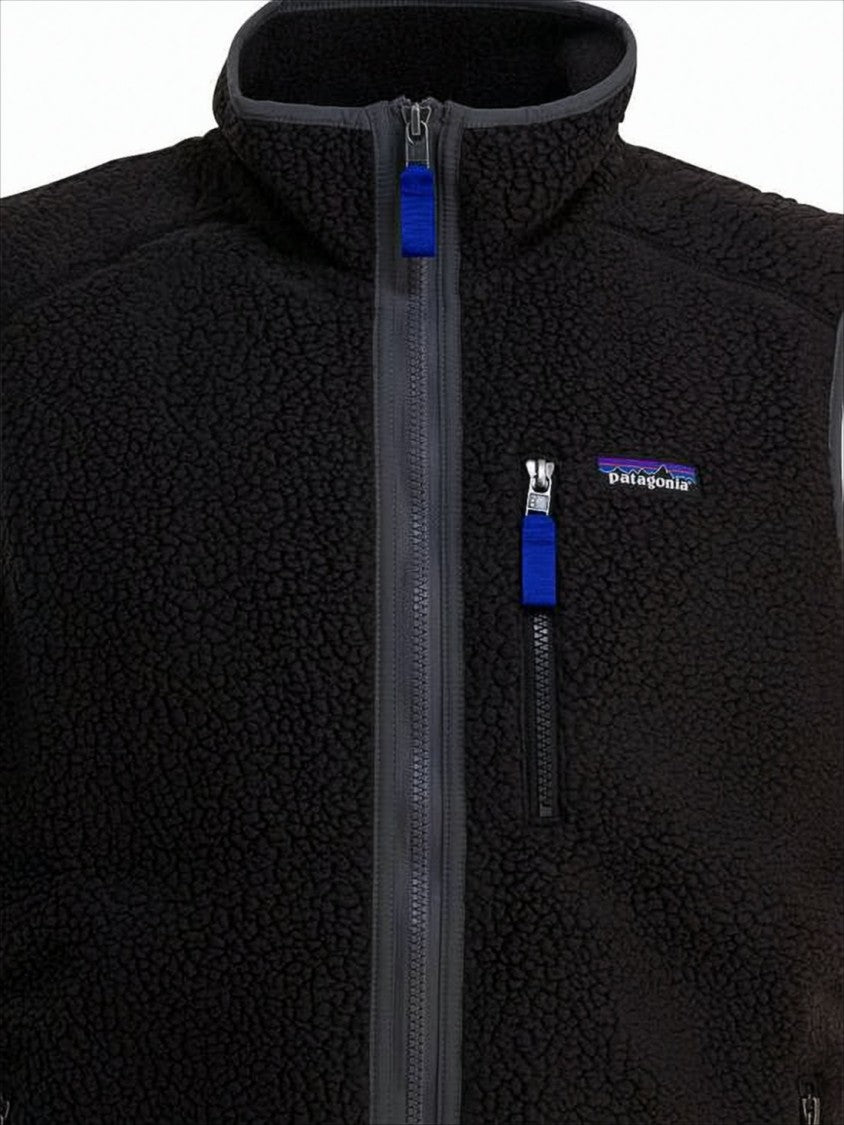 Textured Fleece Vest with High Collar
