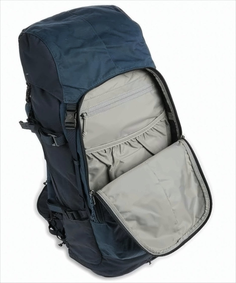 Structured Blue Backpack with Multiple Compartments