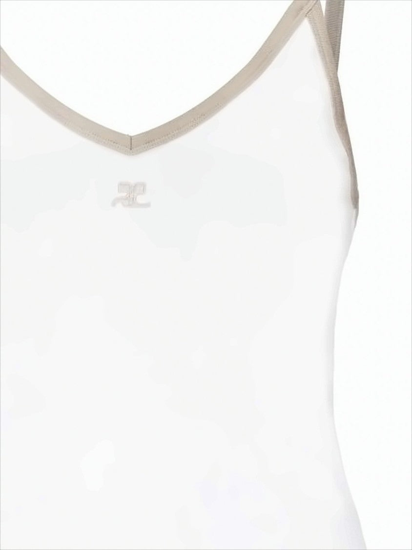 Fitted Sleeveless Top With V-Neckline And Logo Detail