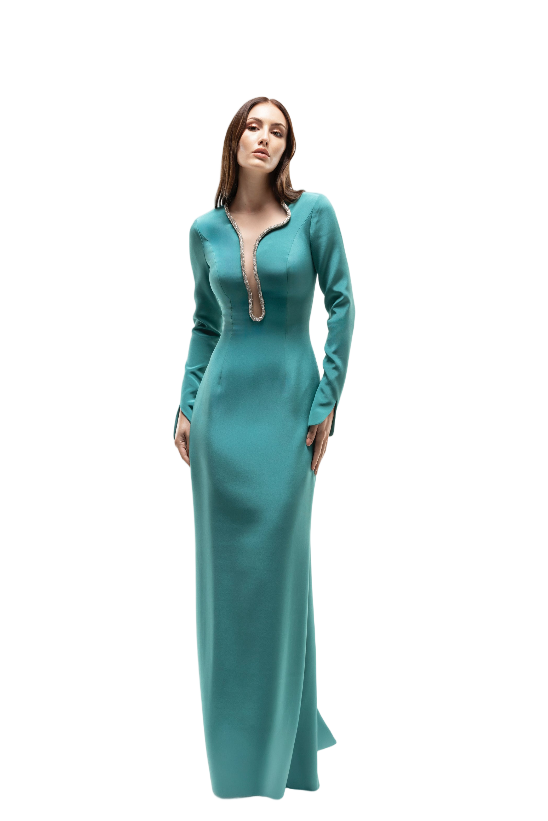 Long Dress With Crystal Embellishment