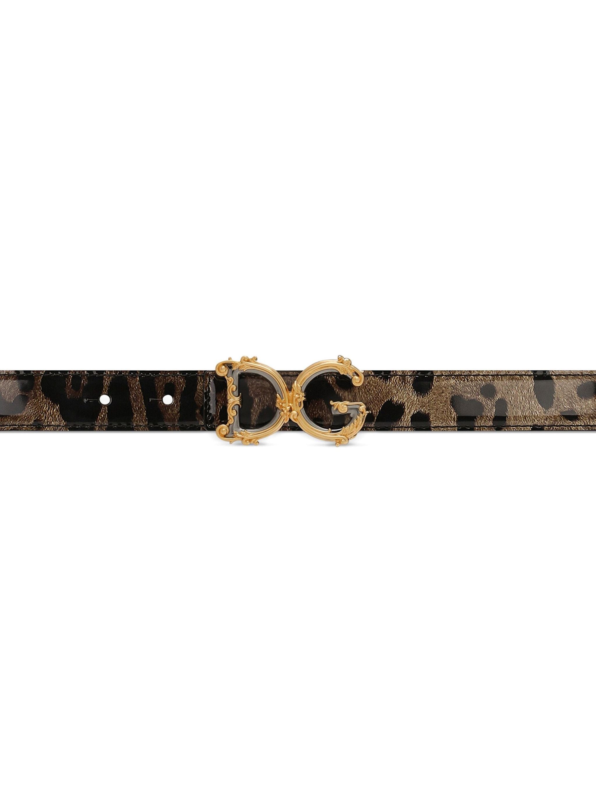 Glossy Leopard Print DG Barocco Belt