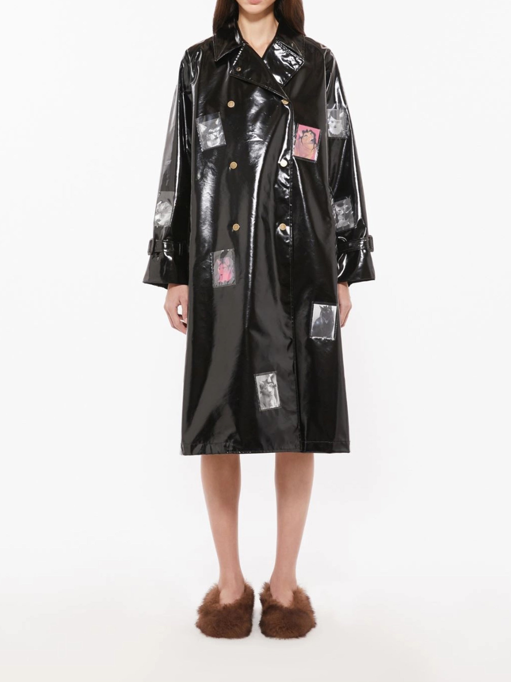 Black Opera Glossy Belted Trench Coat