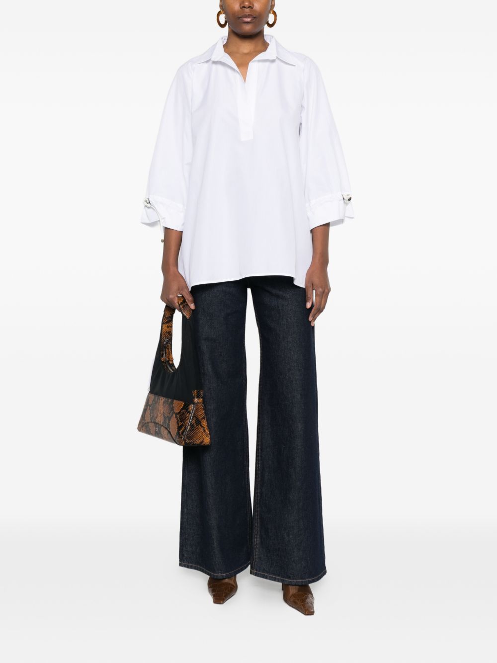 Boxy White Jacket with Deep V-Neckline