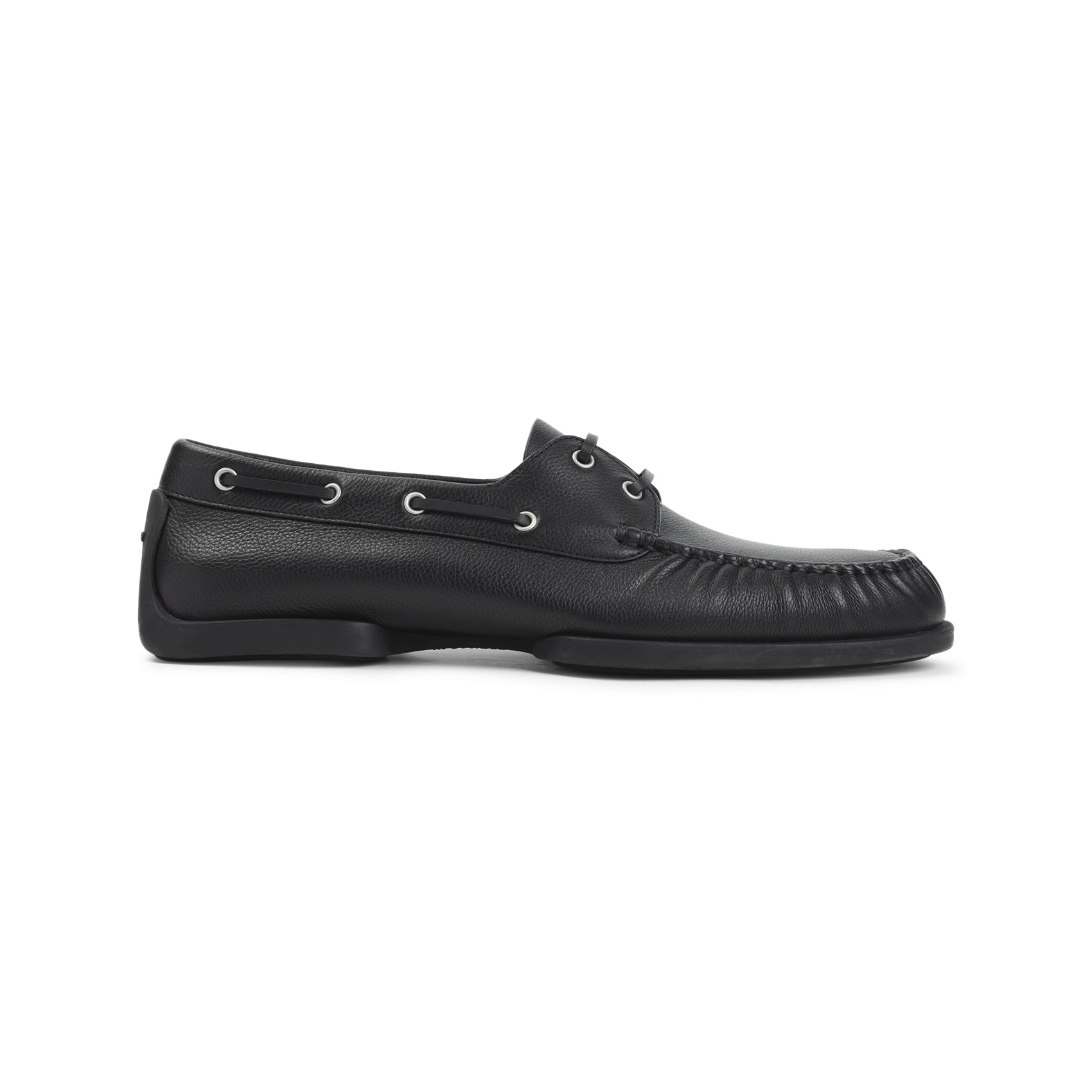 Moccasin-Style Black Calf Leather Loafers