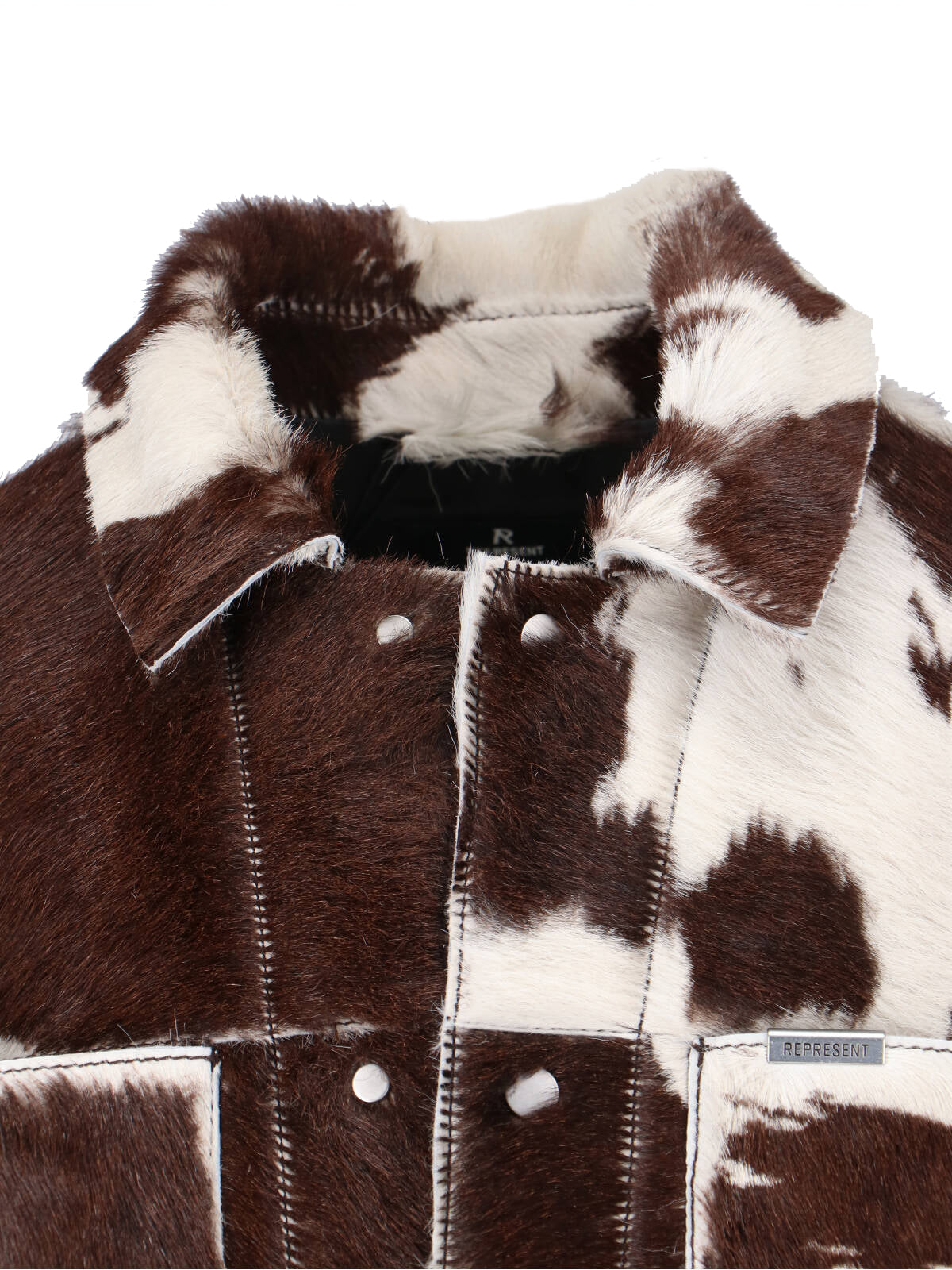 Multicolor Cow Print Leather Jacket