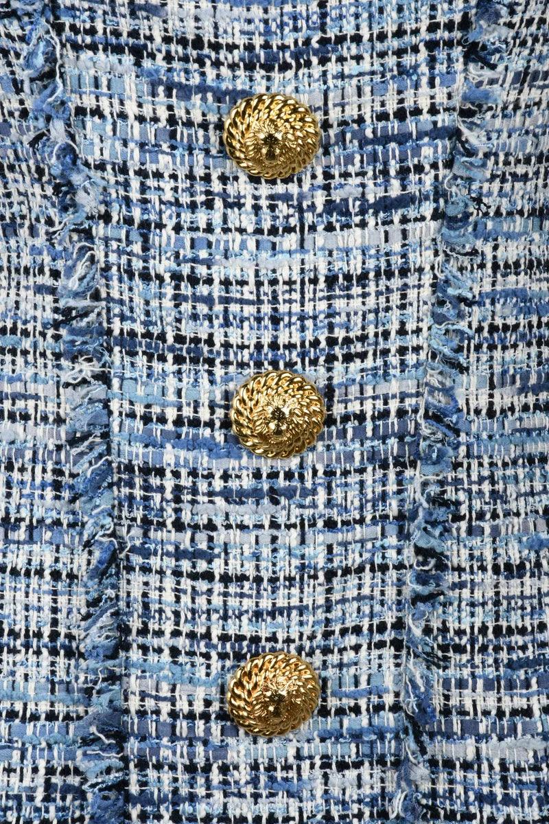 Short Bouclé Dress - Blue