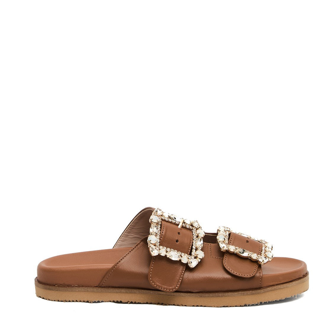 Leather Slipper Buckles Rhinestones