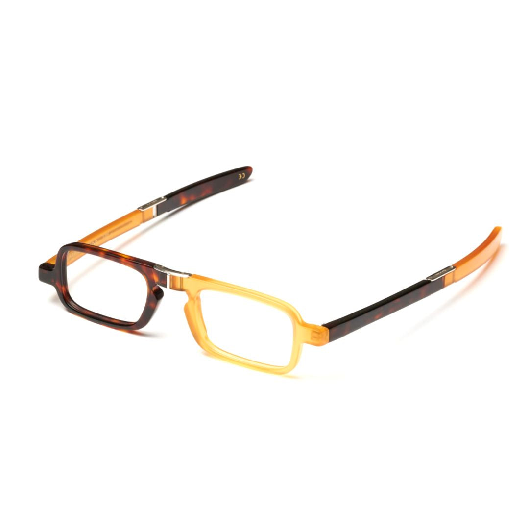 Poket Rectangular Two-Tone Sunglasses with Metallic Bridge