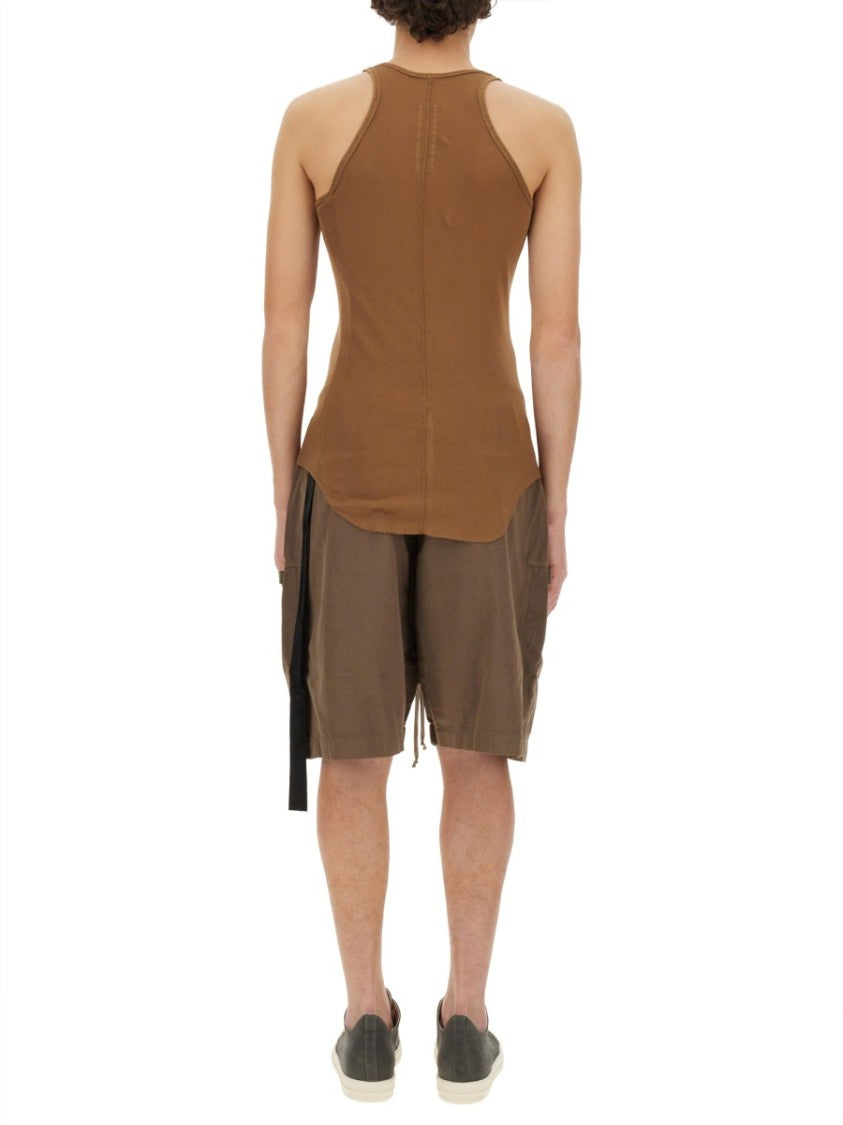 Slim-Fit Brown Cotton Tank Top