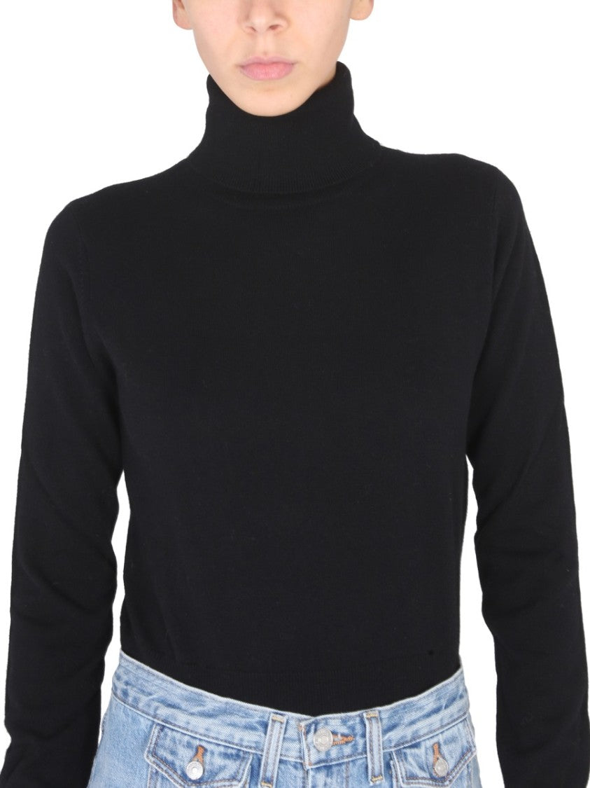 Fitted Long-Sleeve Turtleneck With Cross-Neck Design