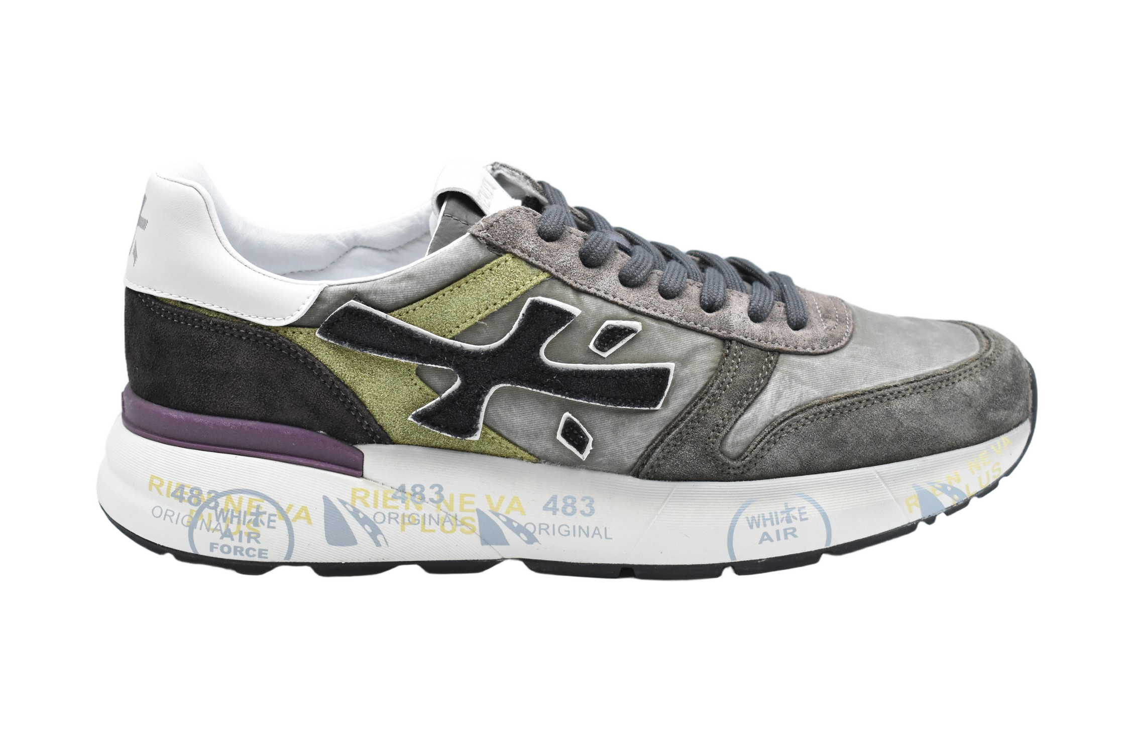 Sole Low-Top Sneakers In Grey And Green