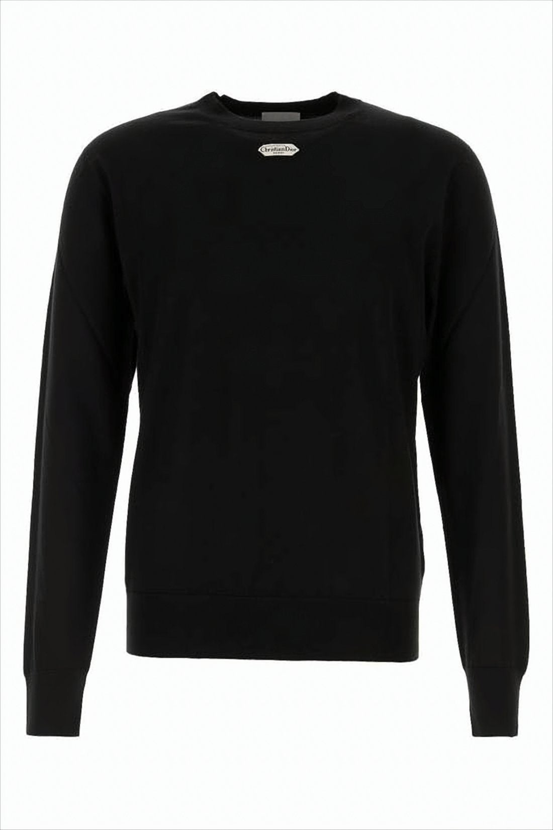 Minimalist Black Wool Crewneck Sweater