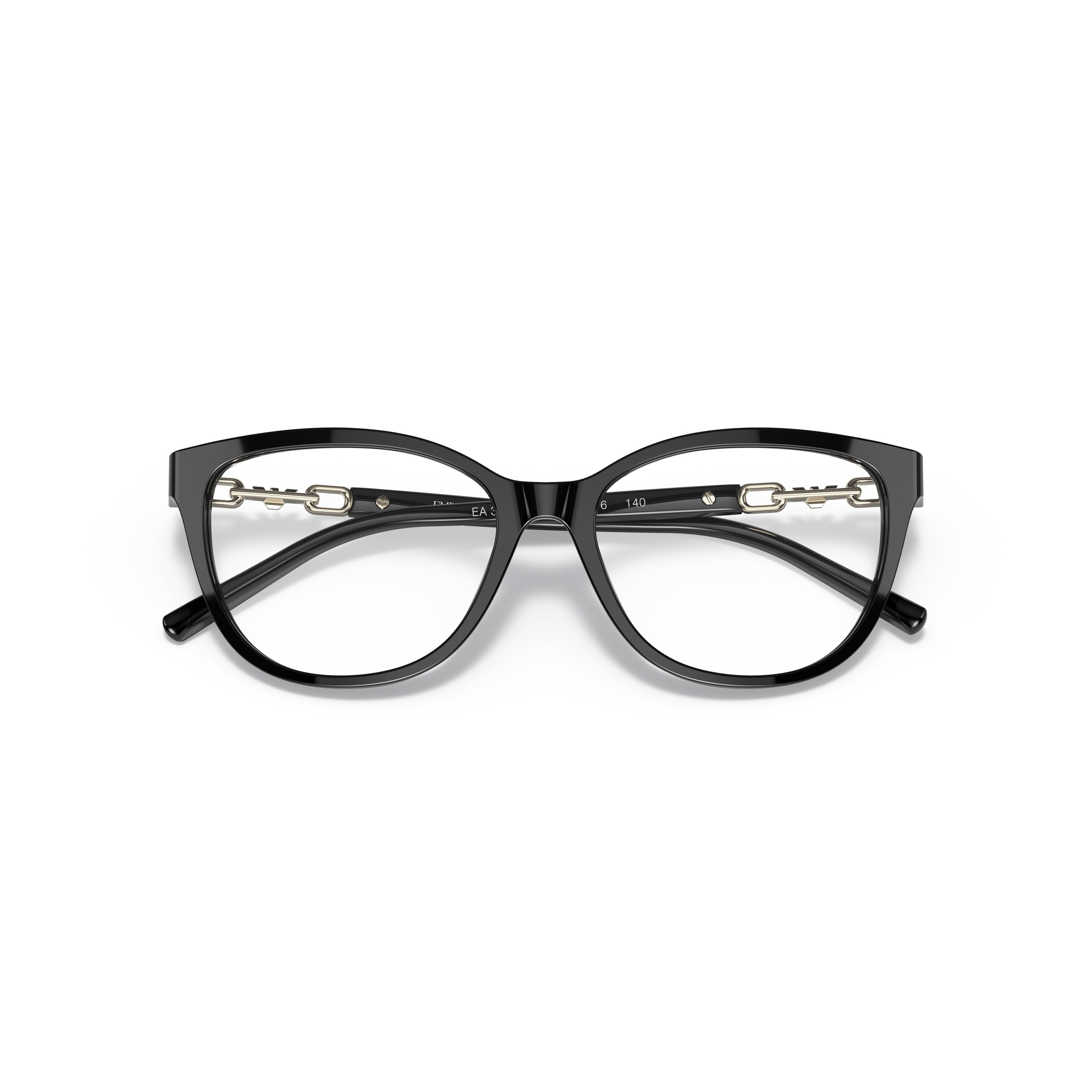0ea3190 Glossy Black Cat-Eye Sunglasses with Chain-Link Accents