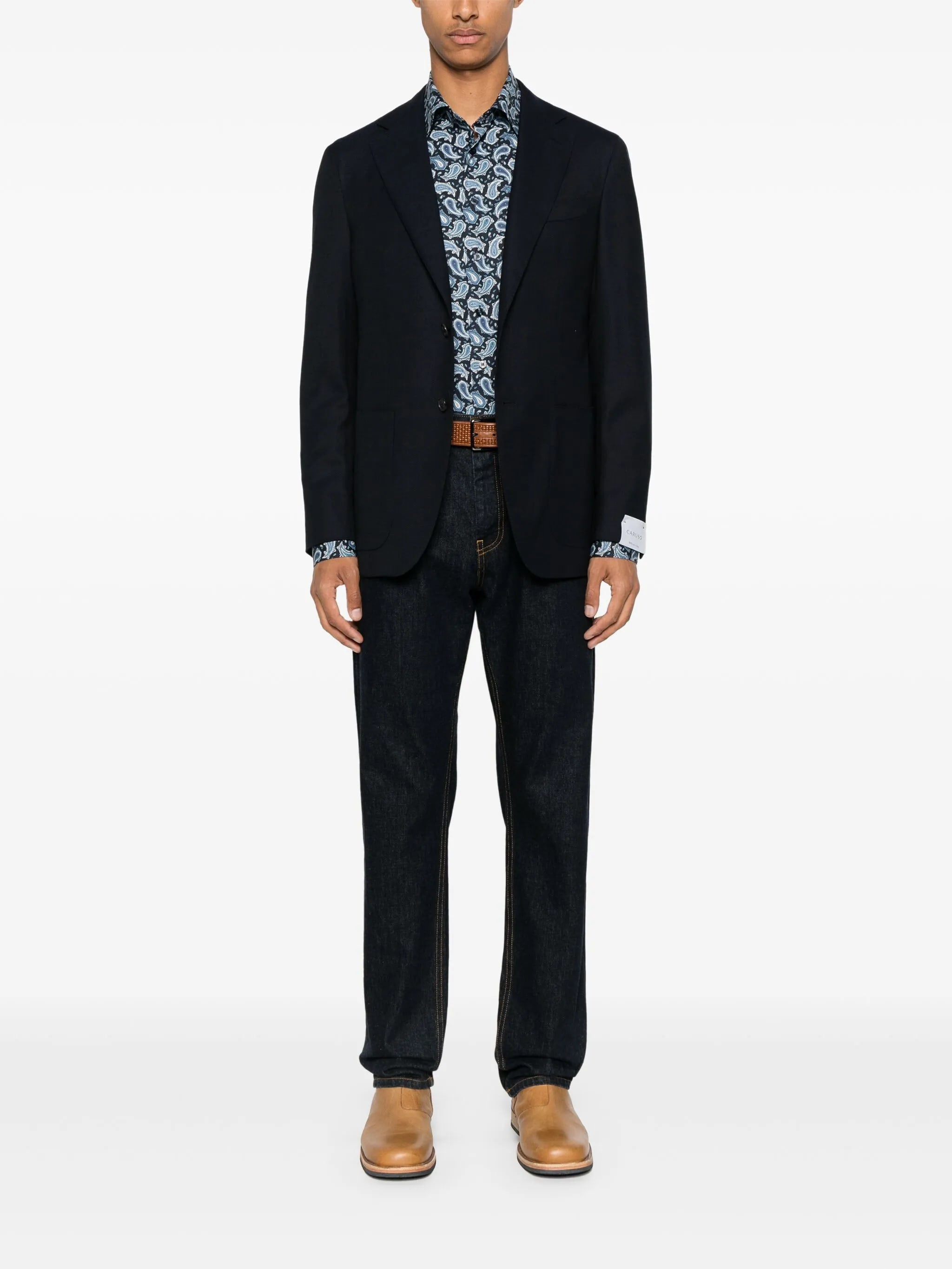 Roma Cobalt Blue Paisley Cotton Shirt