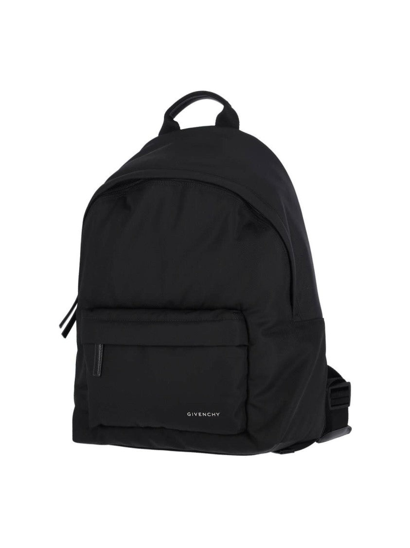 Smooth Structured Black Backpack with Calf Leather Accents