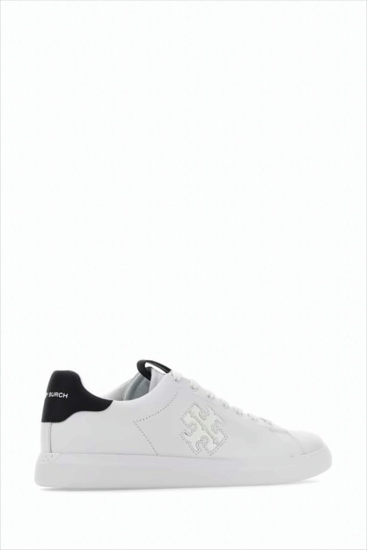 Low-Profile White Sneakers with Stitched Logo Detail