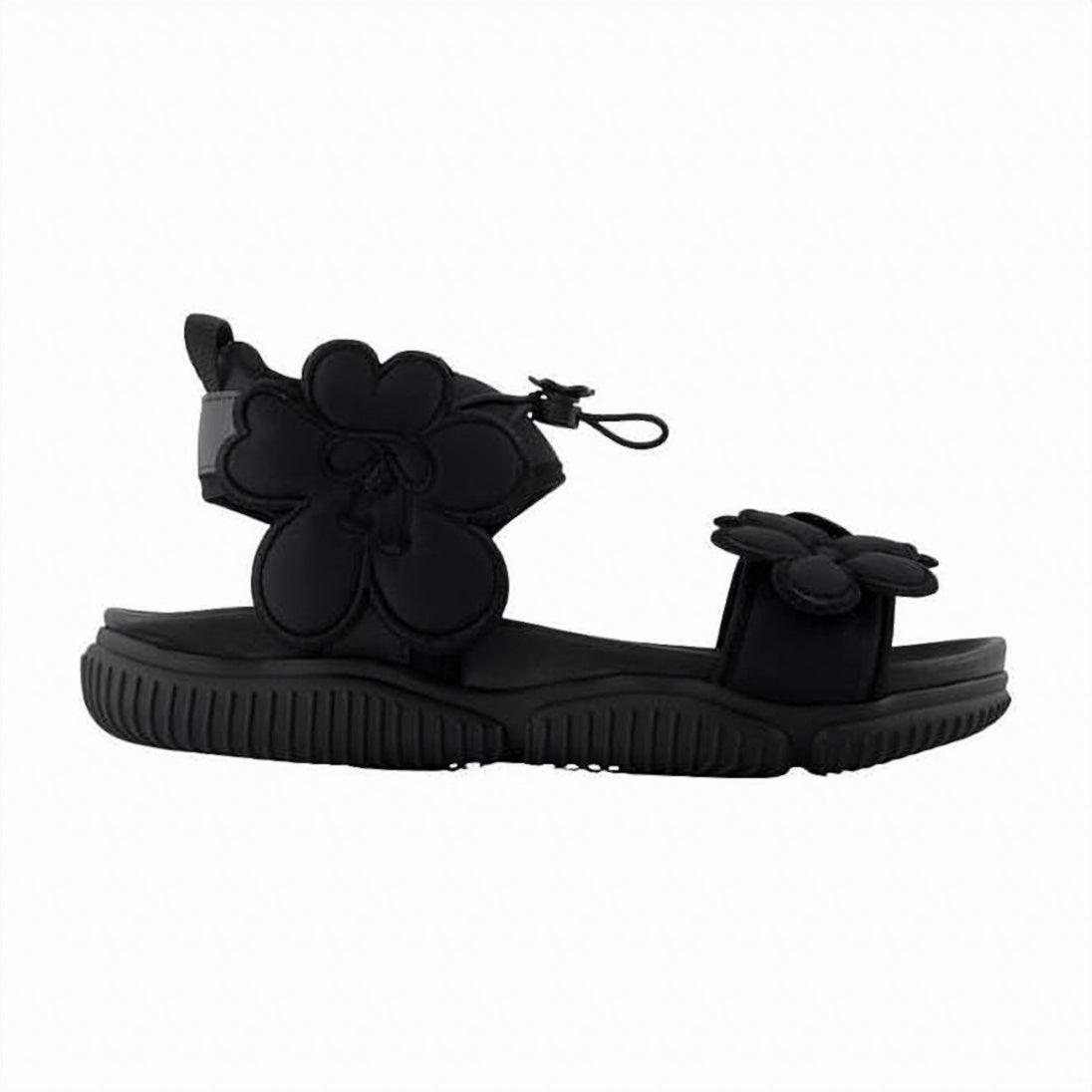 Neutrals Cowhide Leather Neoprene Floral Sandals