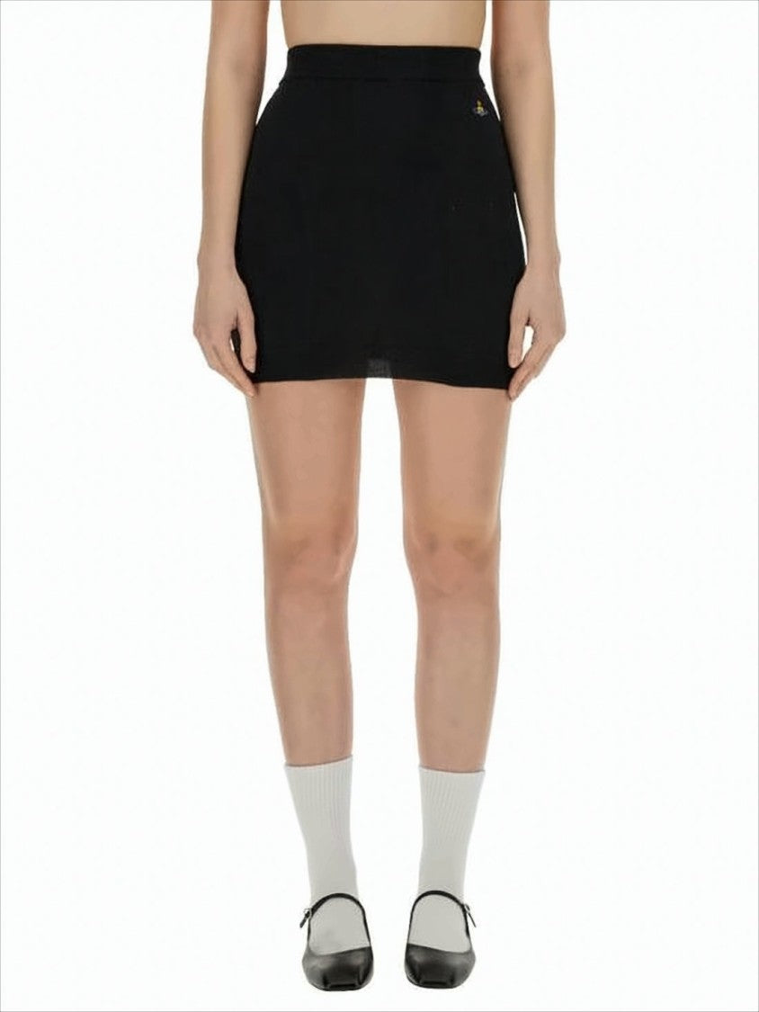 Fitted Black Mini Skirt with Subtle Flare