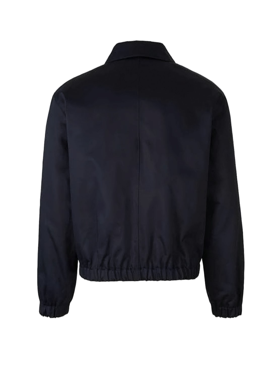 Cropped Black Bomber Jacket with Classic Collar