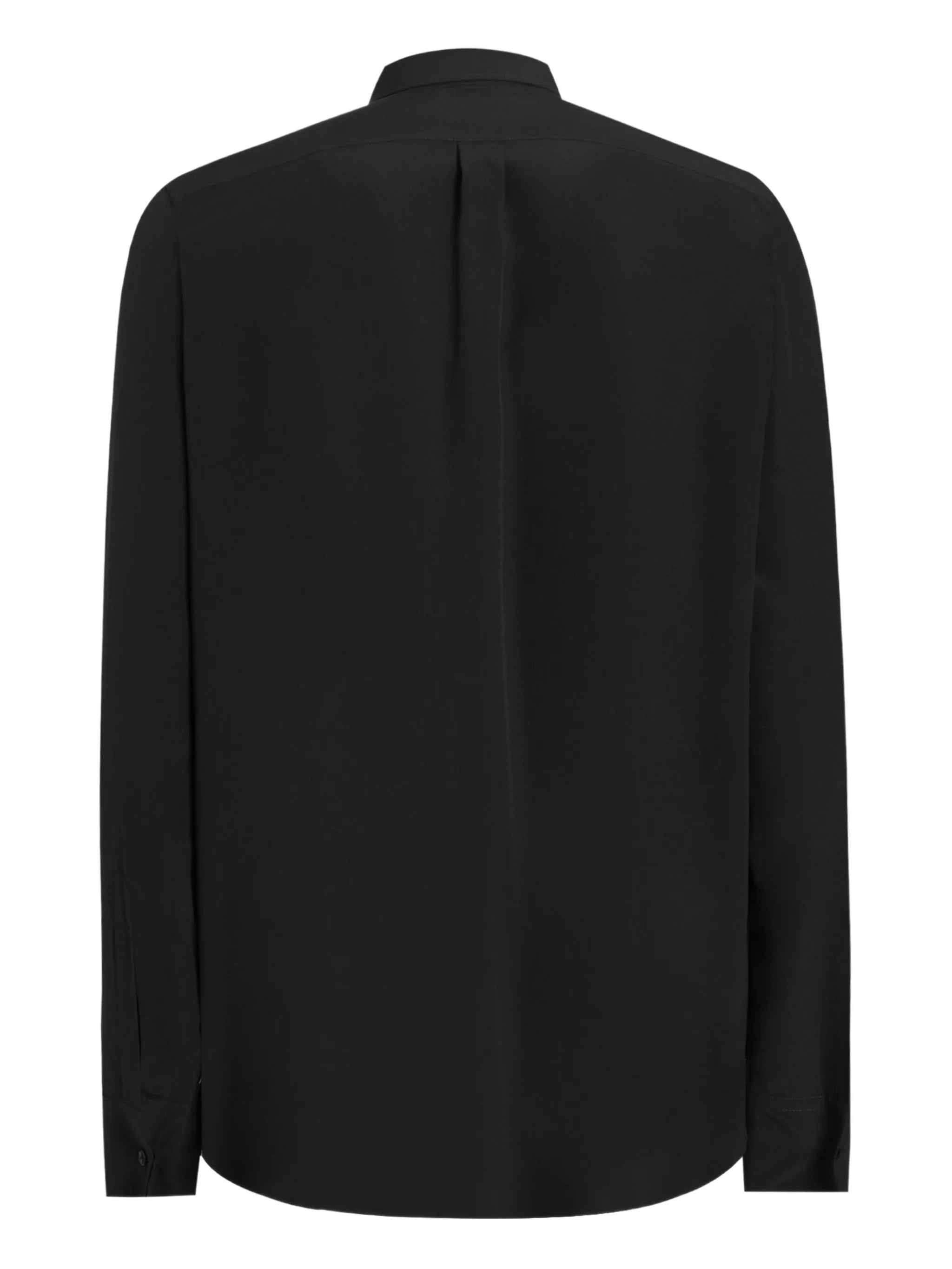 Long-Sleeved Black Tailored Fit Cotton Shirt