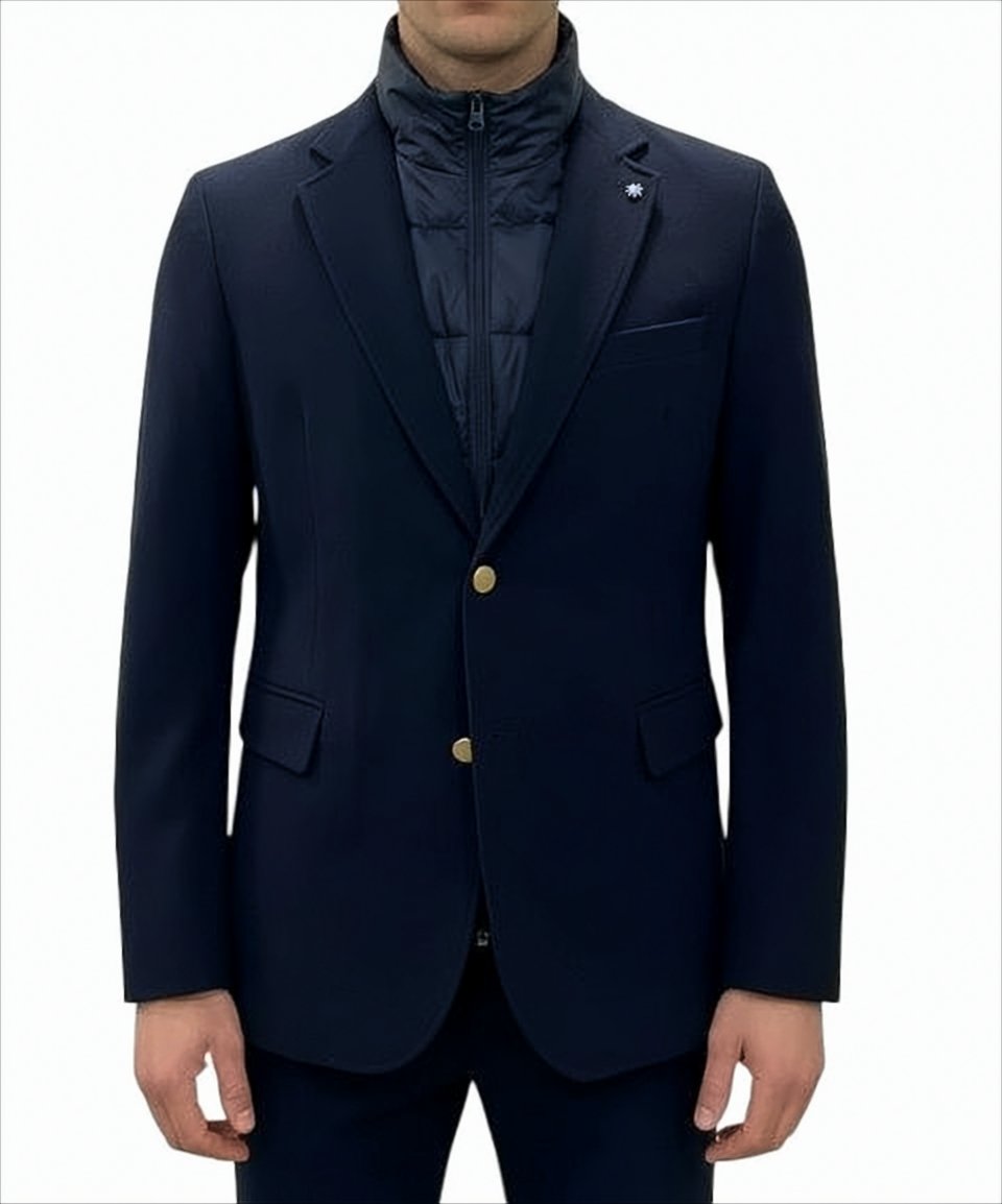 Single-Breasted Deep Blue Blazer With Removable Lining