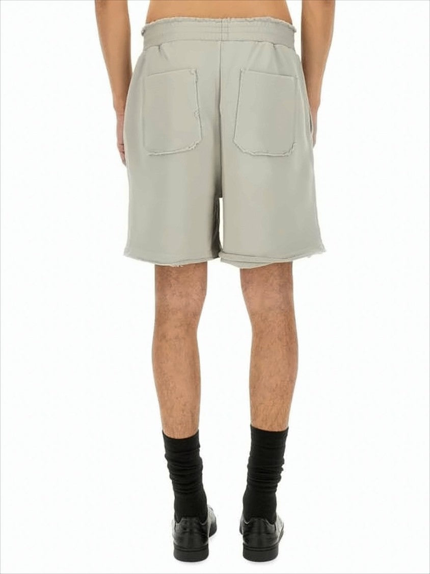 Relaxed-Fit Grey Cotton Shorts with Raw-Edge Hem