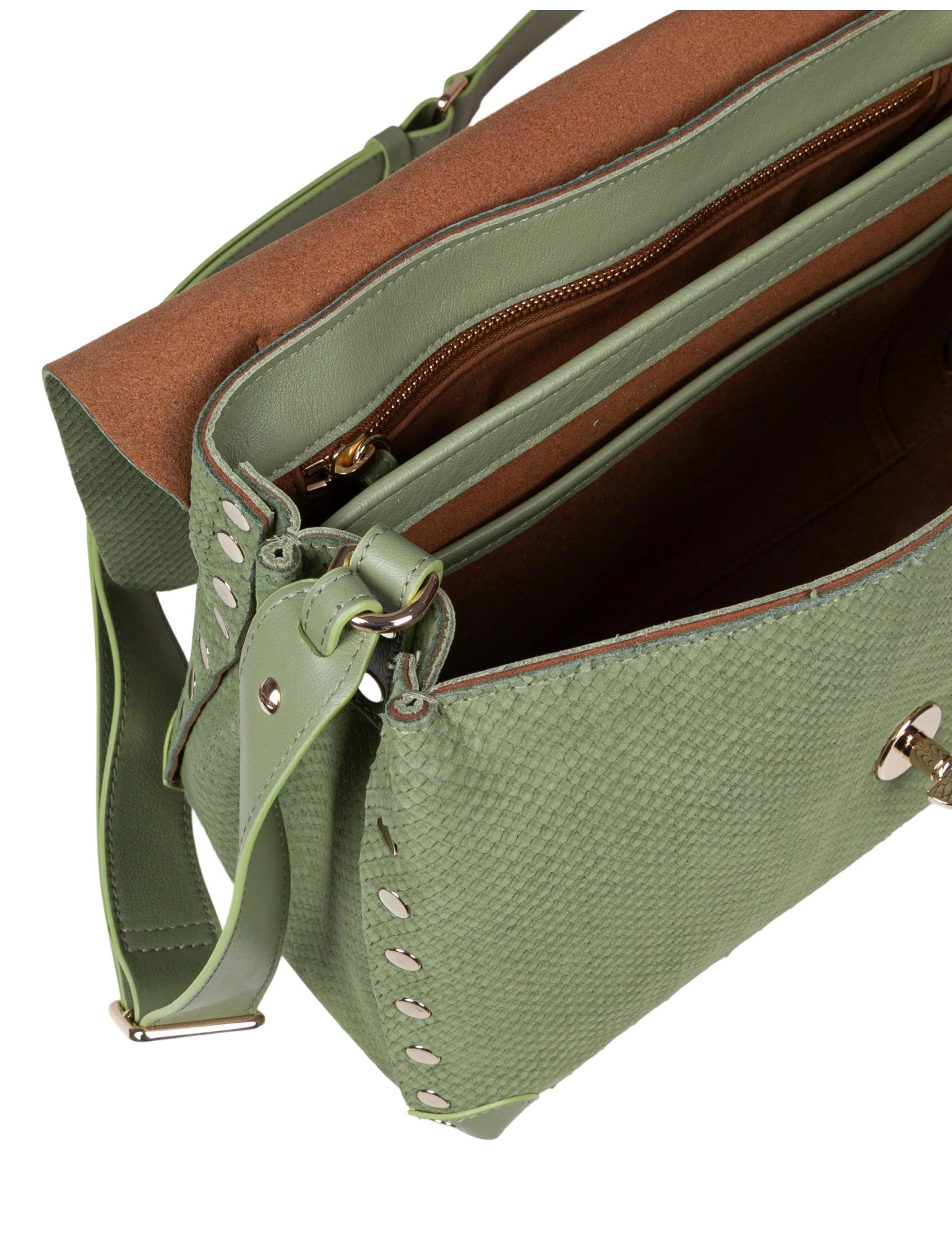 Amoretto S Handbag In Green Leather
