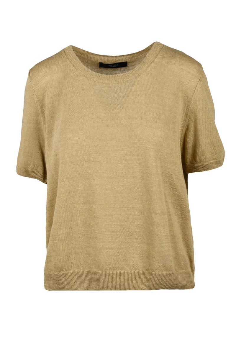 Yellow Pancone Linen Knit Top