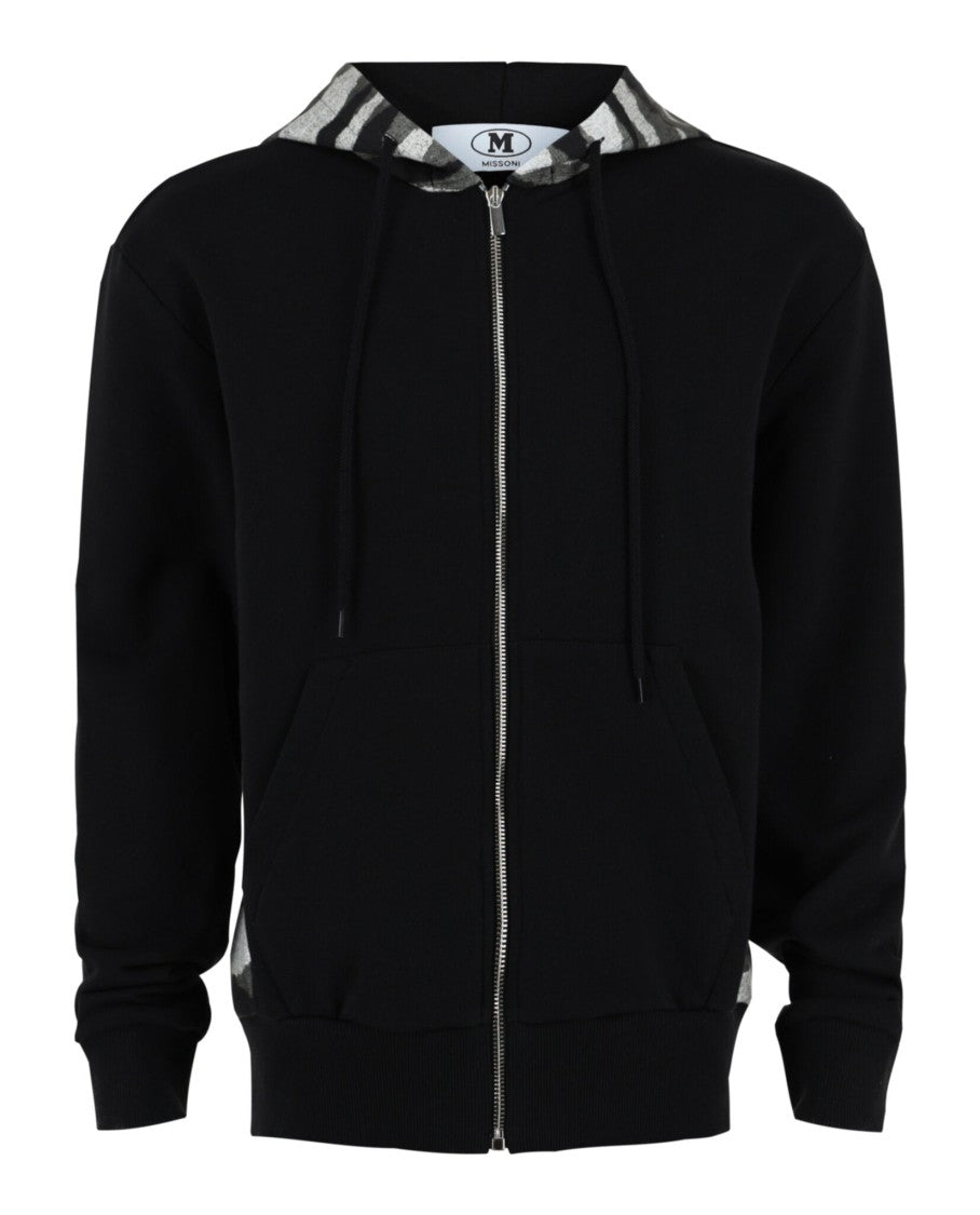 Zig Zag Print Zip Up Hoodie