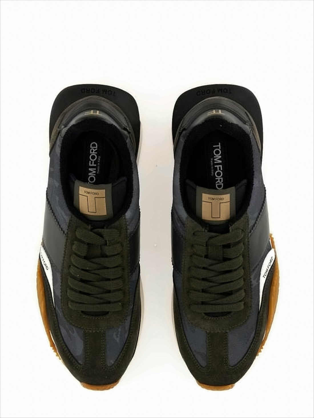Warstwowe zielono-czarne sneakersy