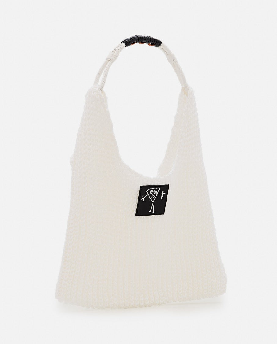 White Mesh Design Shopper Bag