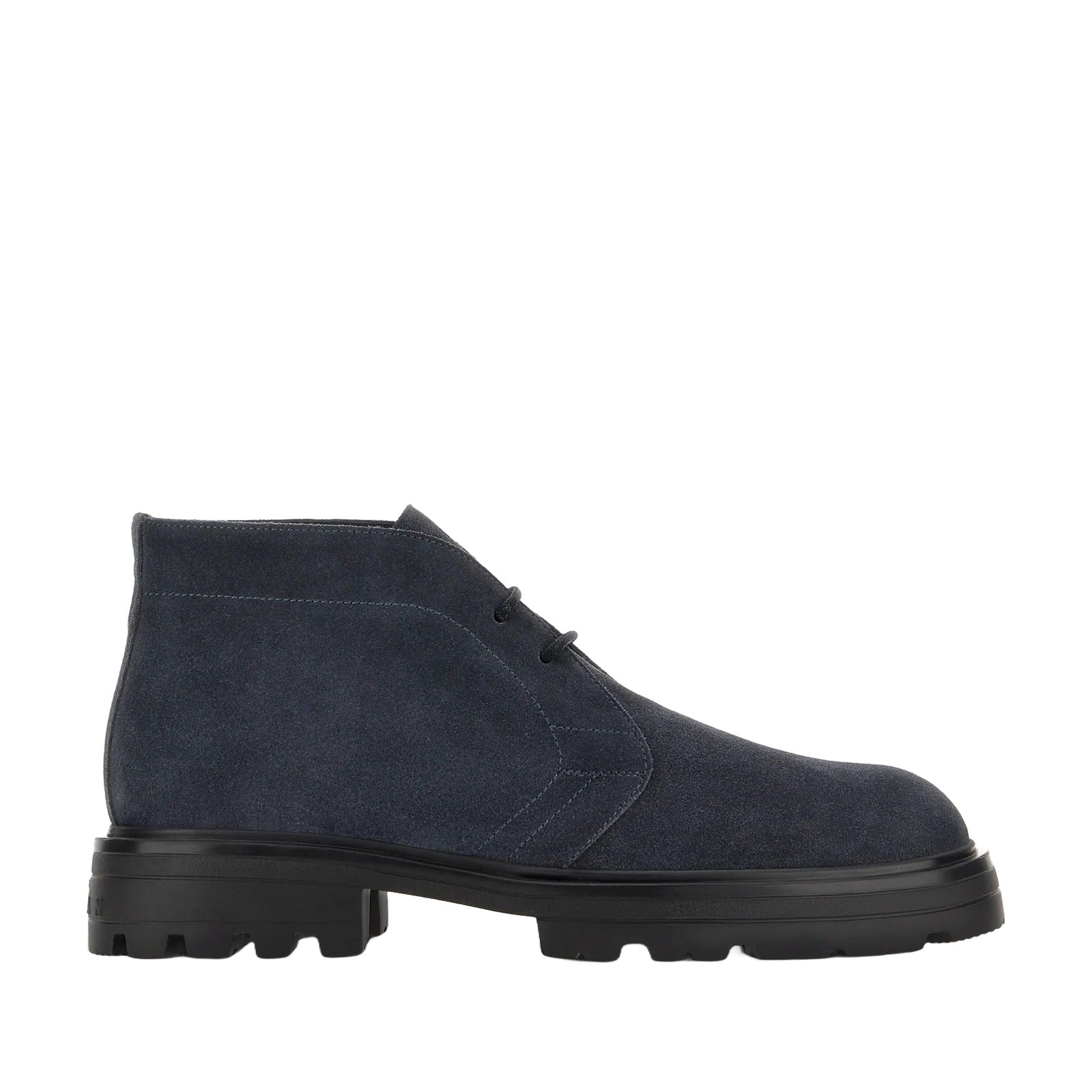 Lace-Up Ankle Shoes In Deep Blue Suede