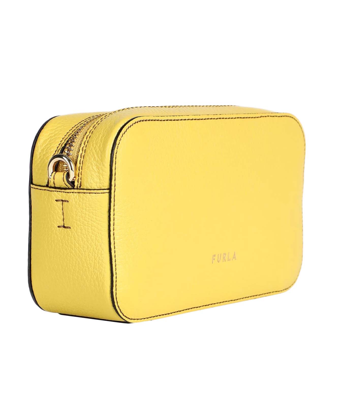 Rectangular Textured Leather Bag with Zip Closure