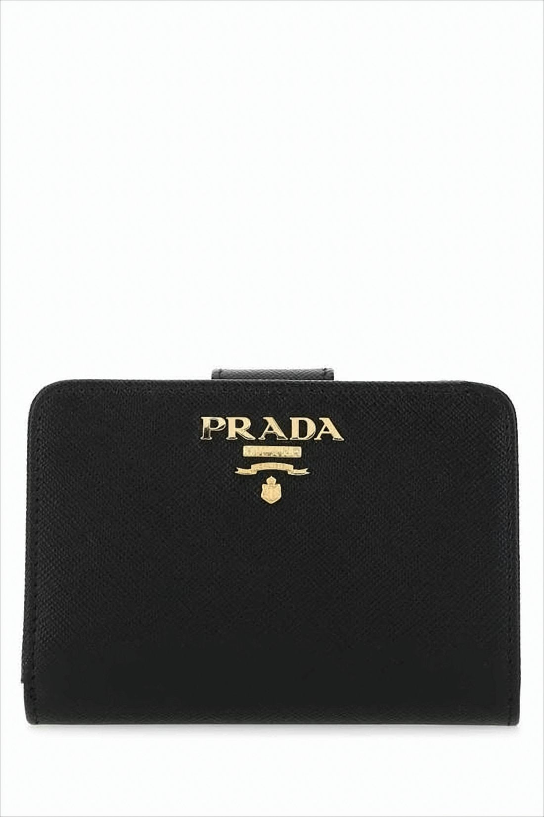 Textured Calf Leather Wallet With Snap Closure And Metallic Logo