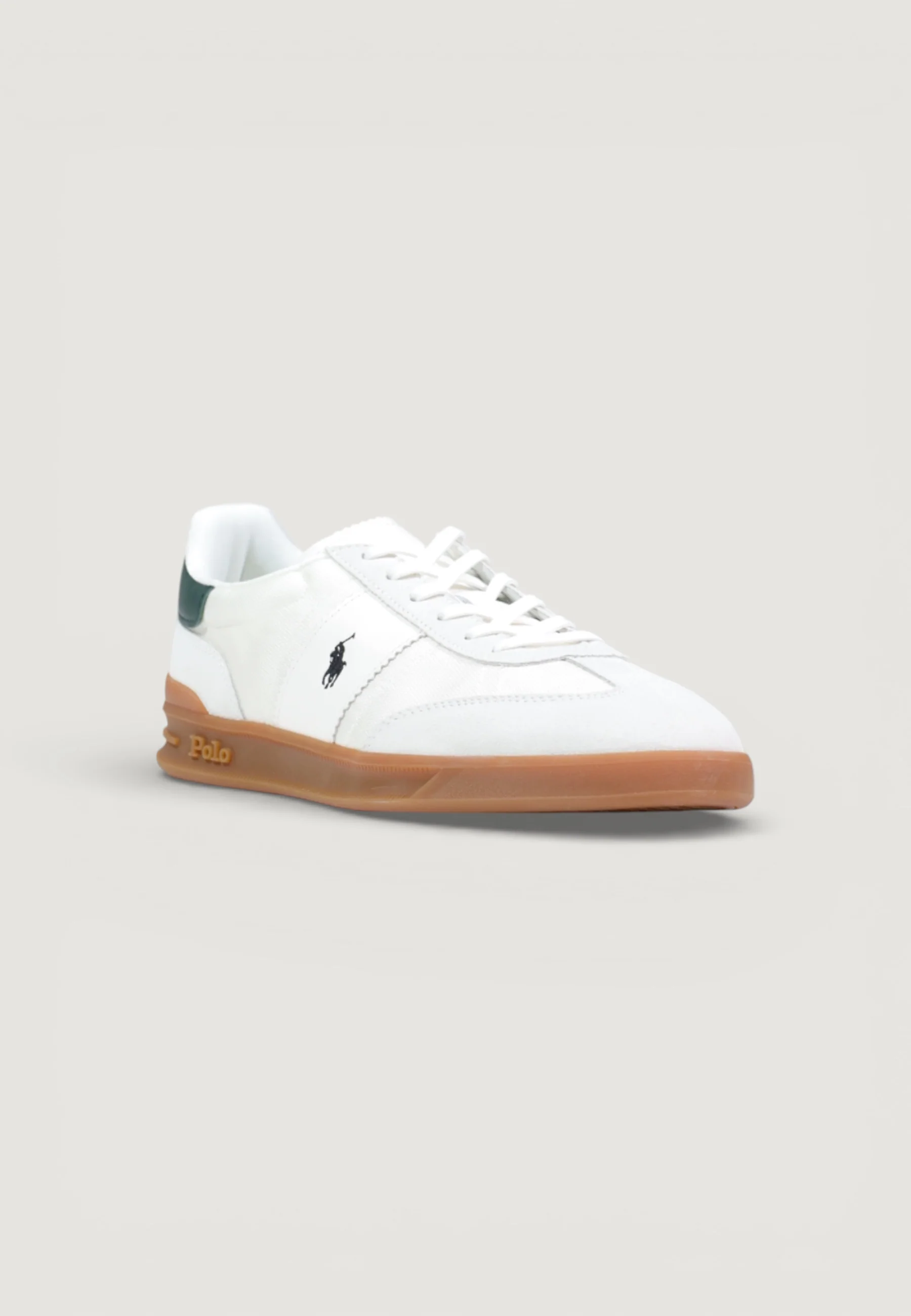 Low-Top Sneakers with Dark Green Accents