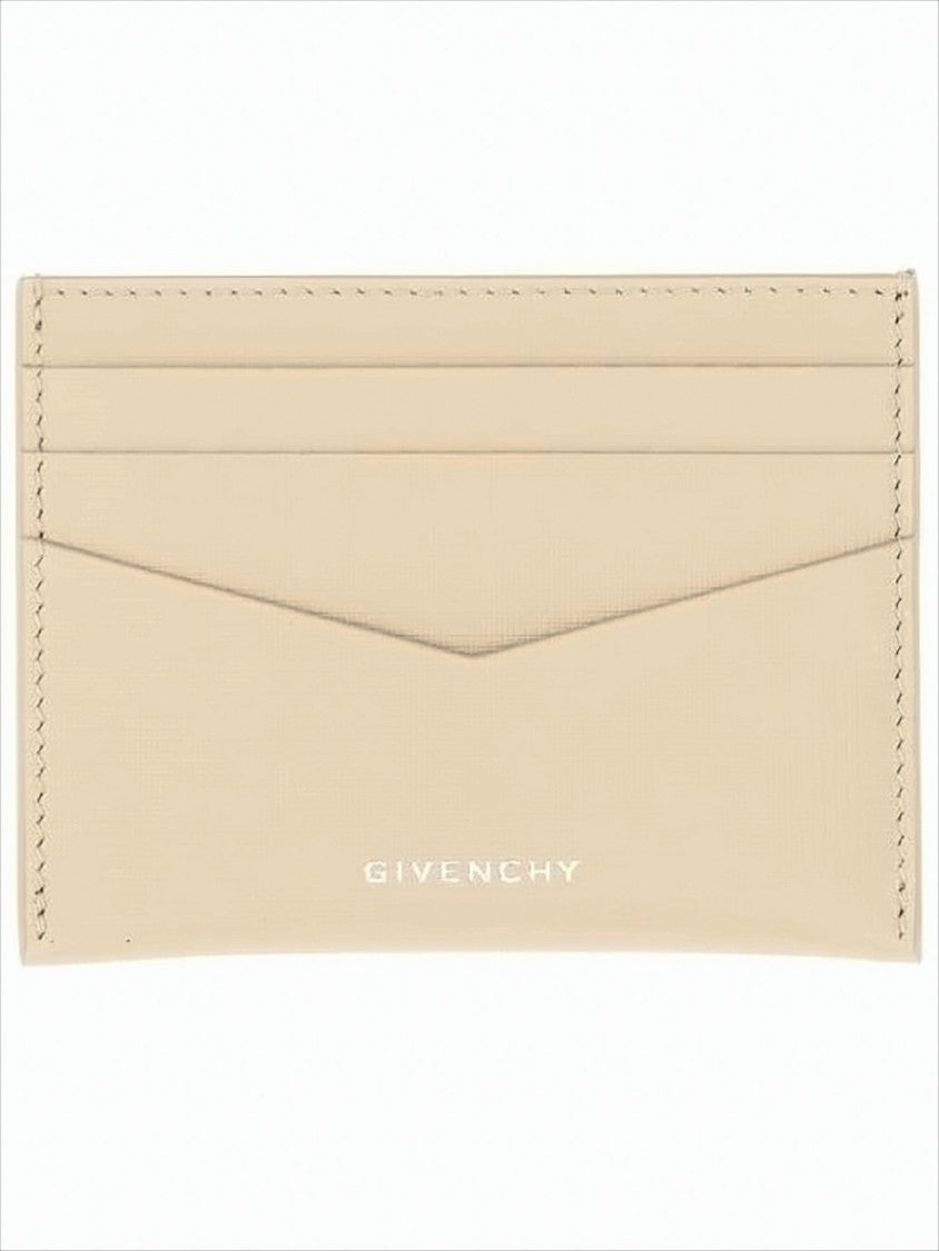 Textured Calf Leather Card Wallet with V-Shaped Design