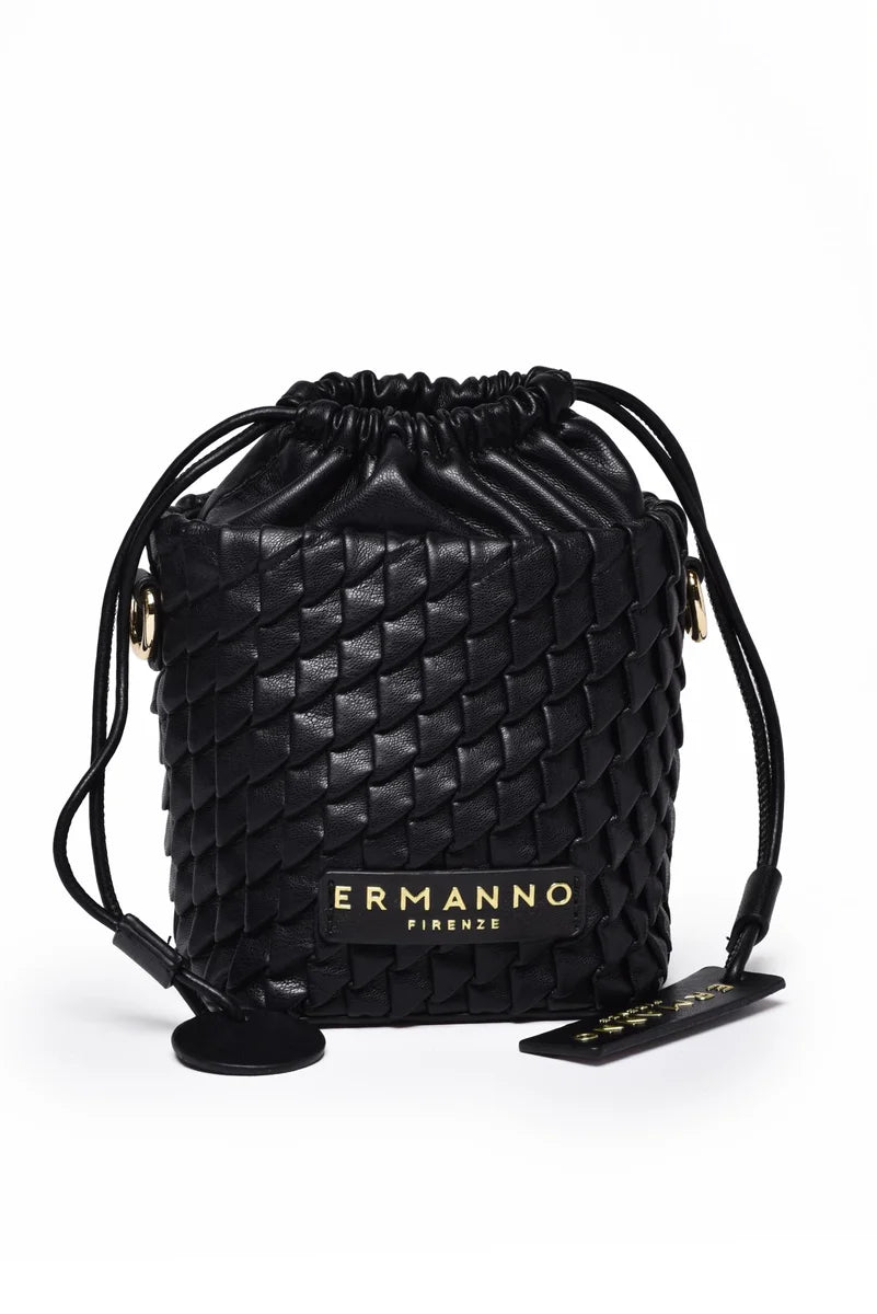 Black Polyurethane Bucket Teagan Bag