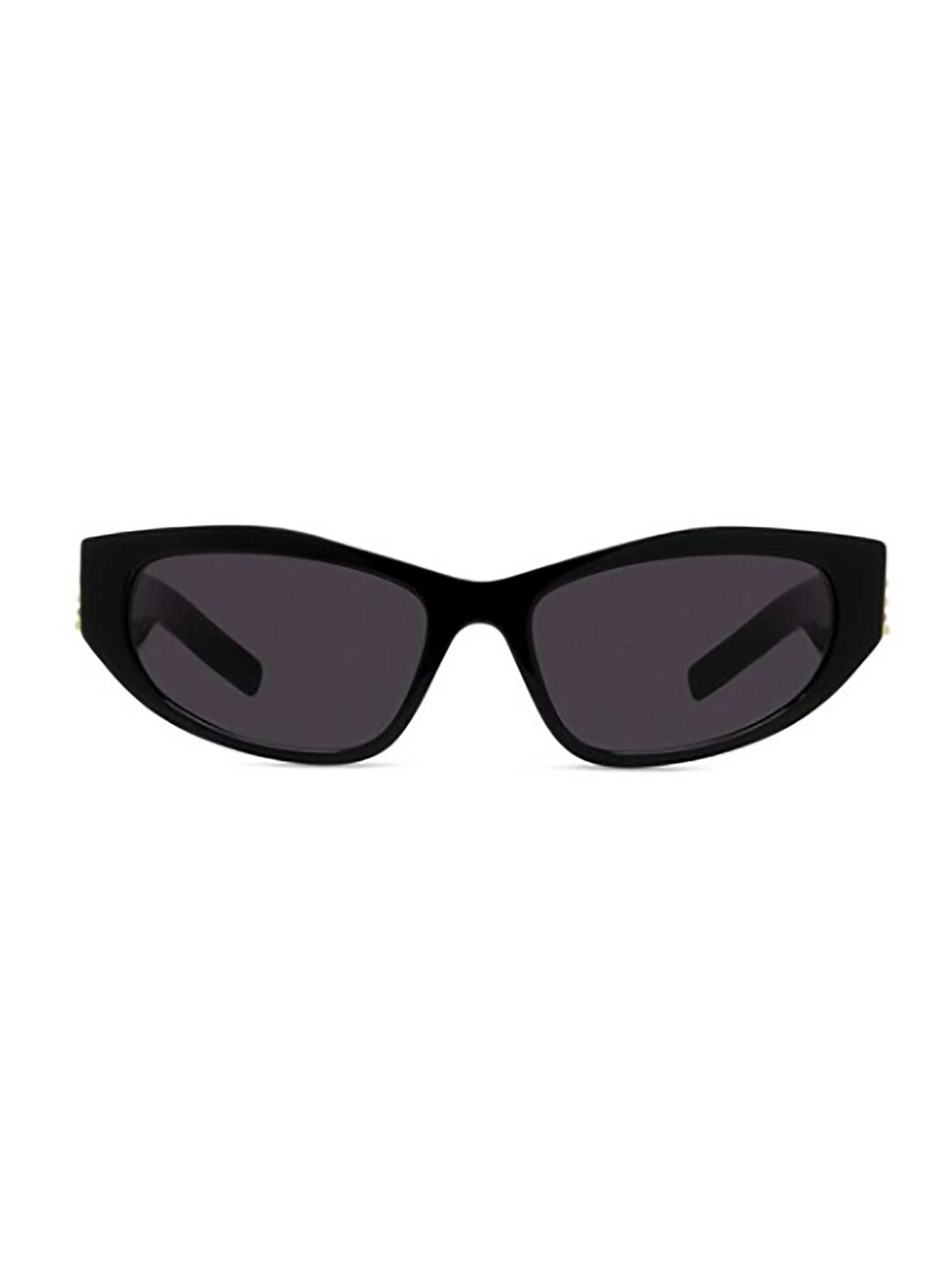 Cat-Eye Sunglasses with Angular Black Frame and Glamorous Embellishment
