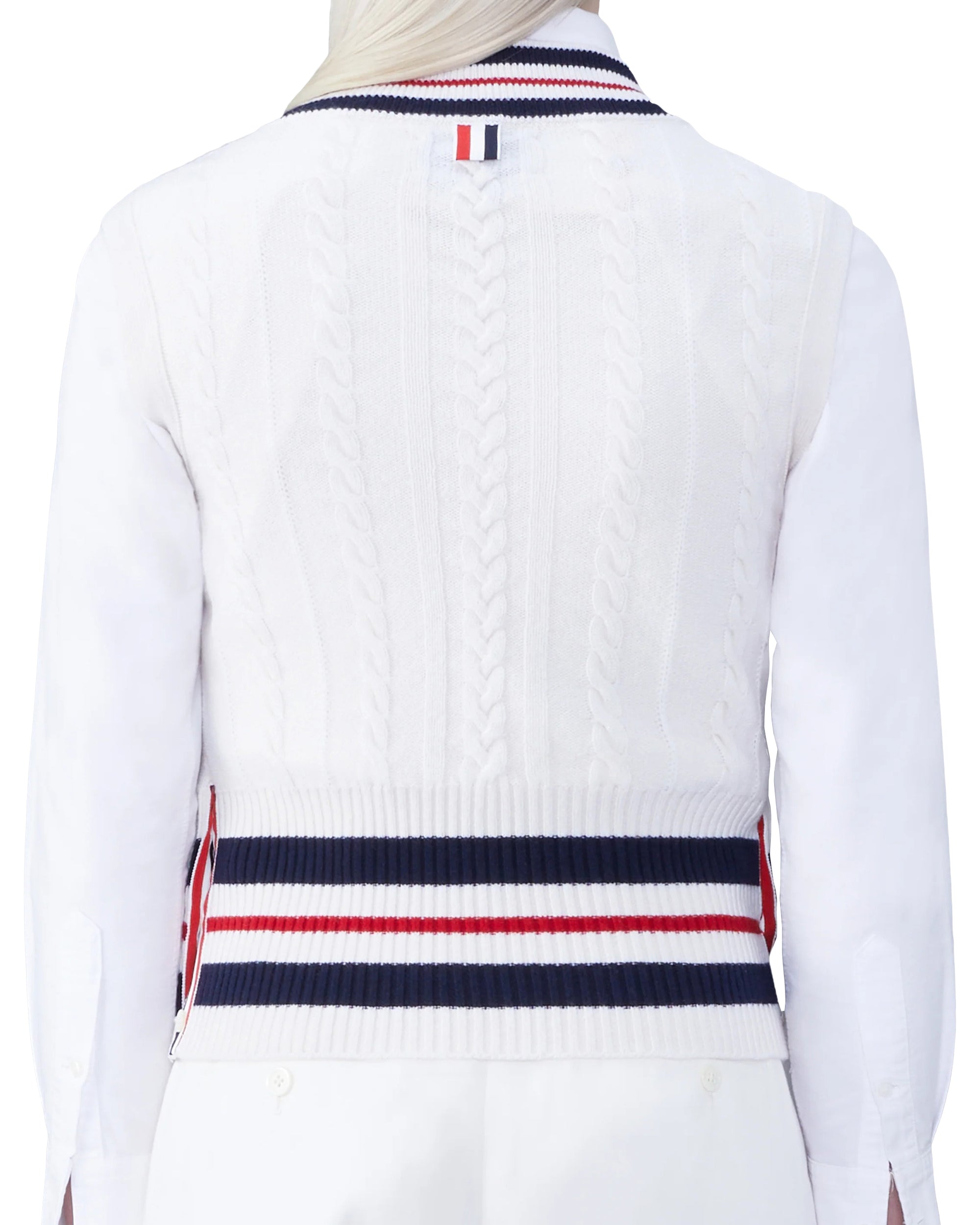 Sleeveless Knit Sweater with Contrasting Stripes