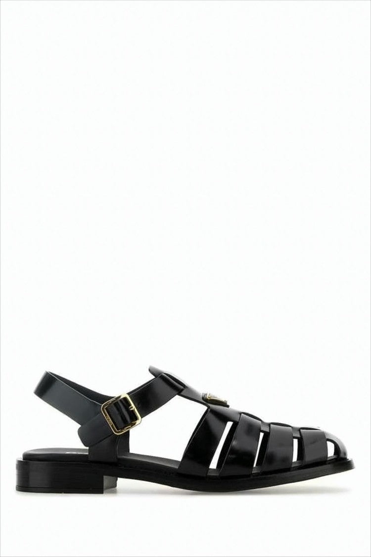 Strappy Calf Leather Sandals With Adjustable Buckle And Rubber Sole