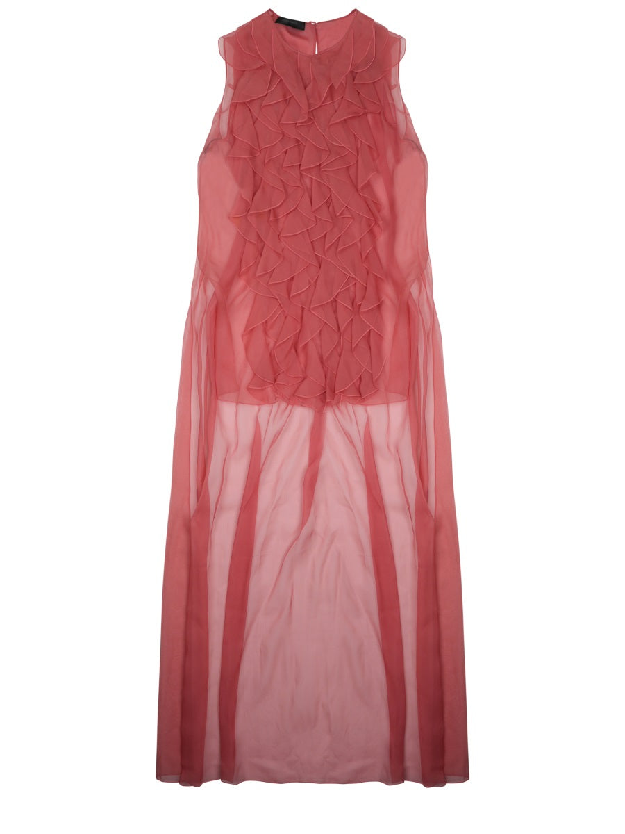 Sheer Red Silk Sleeveless Shirt