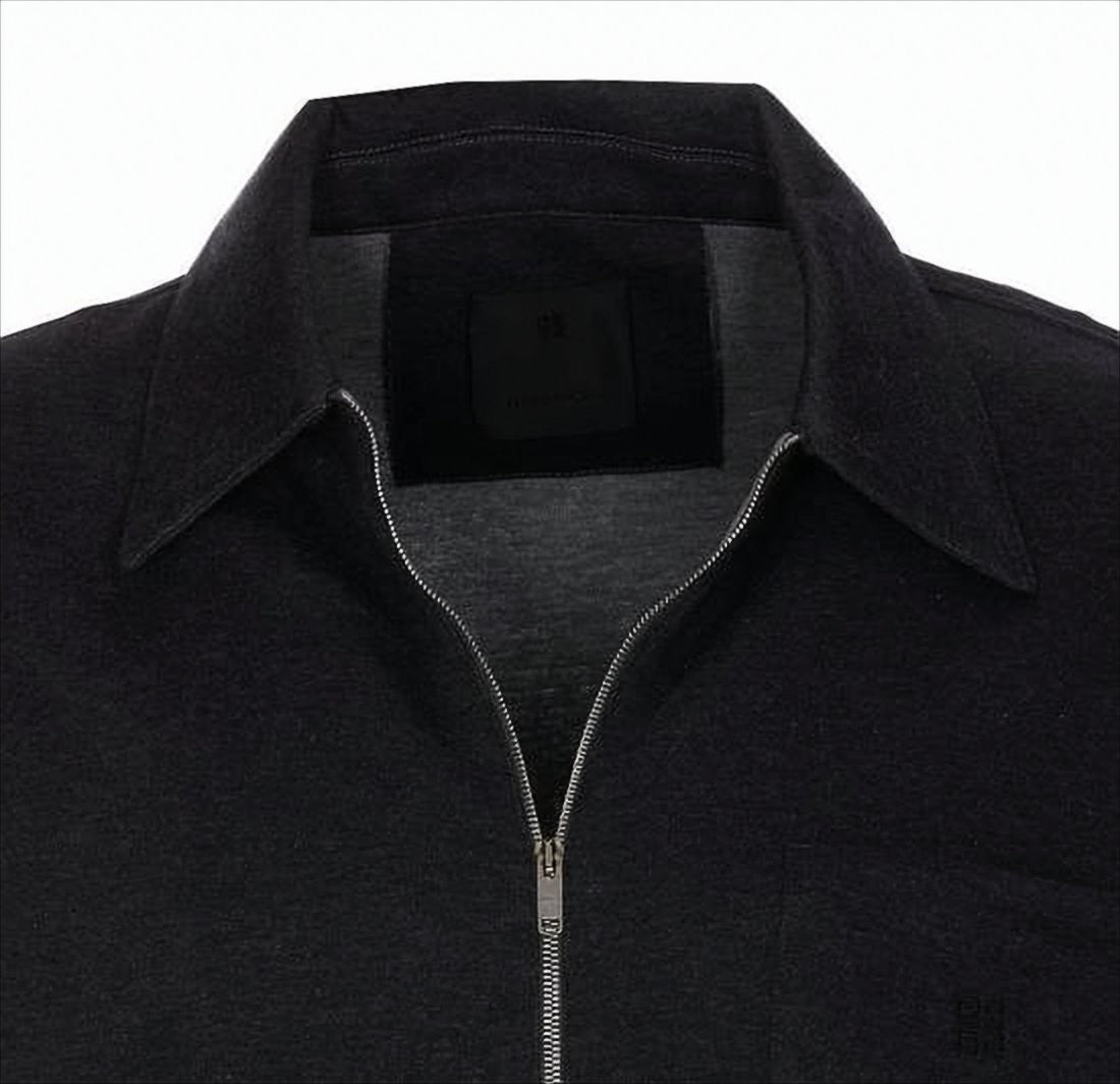 Black Bomber Jacket with Minimalist Design and Classic Collar