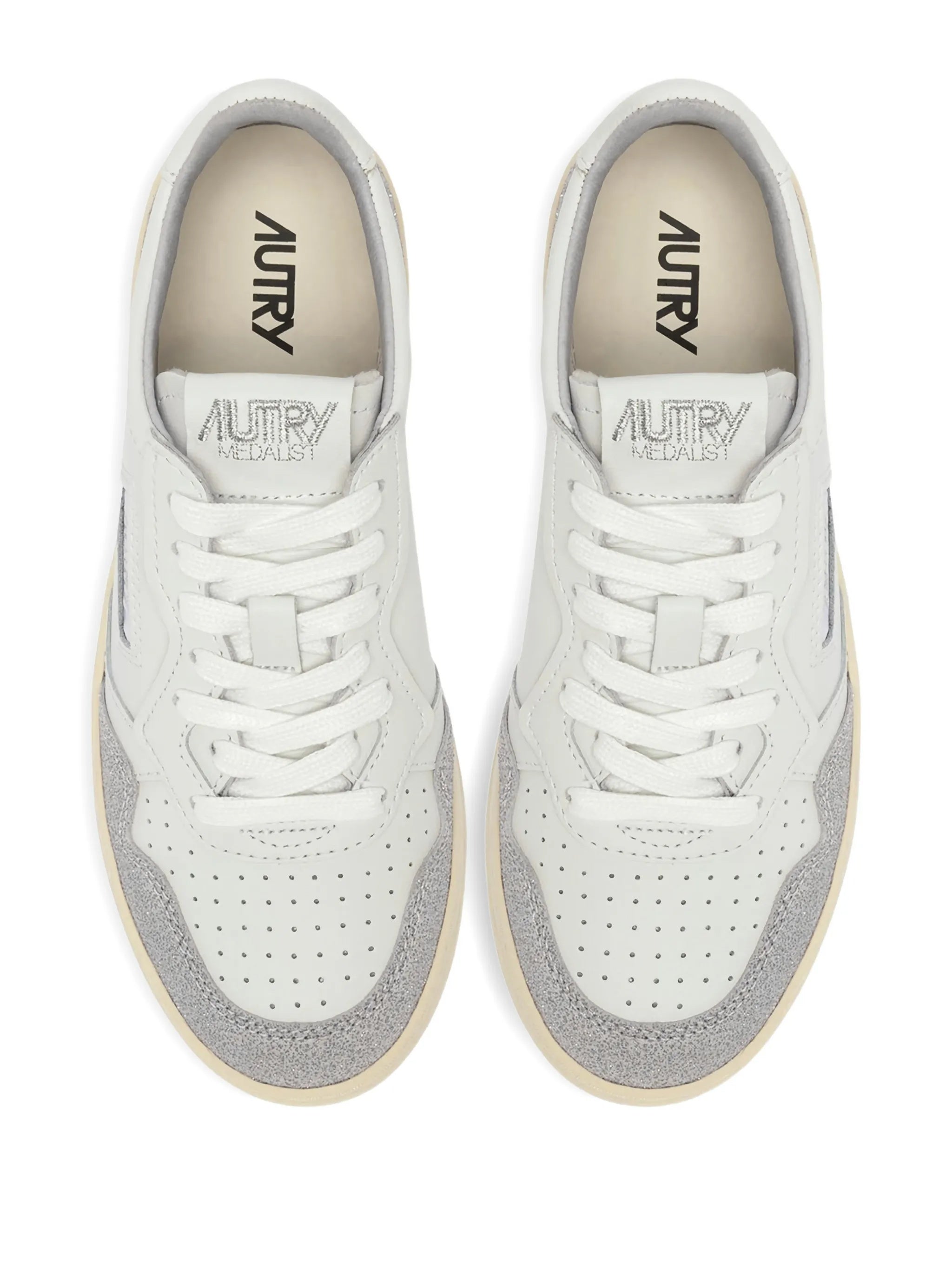 White Medalist Low Perforated Suede Sneakers