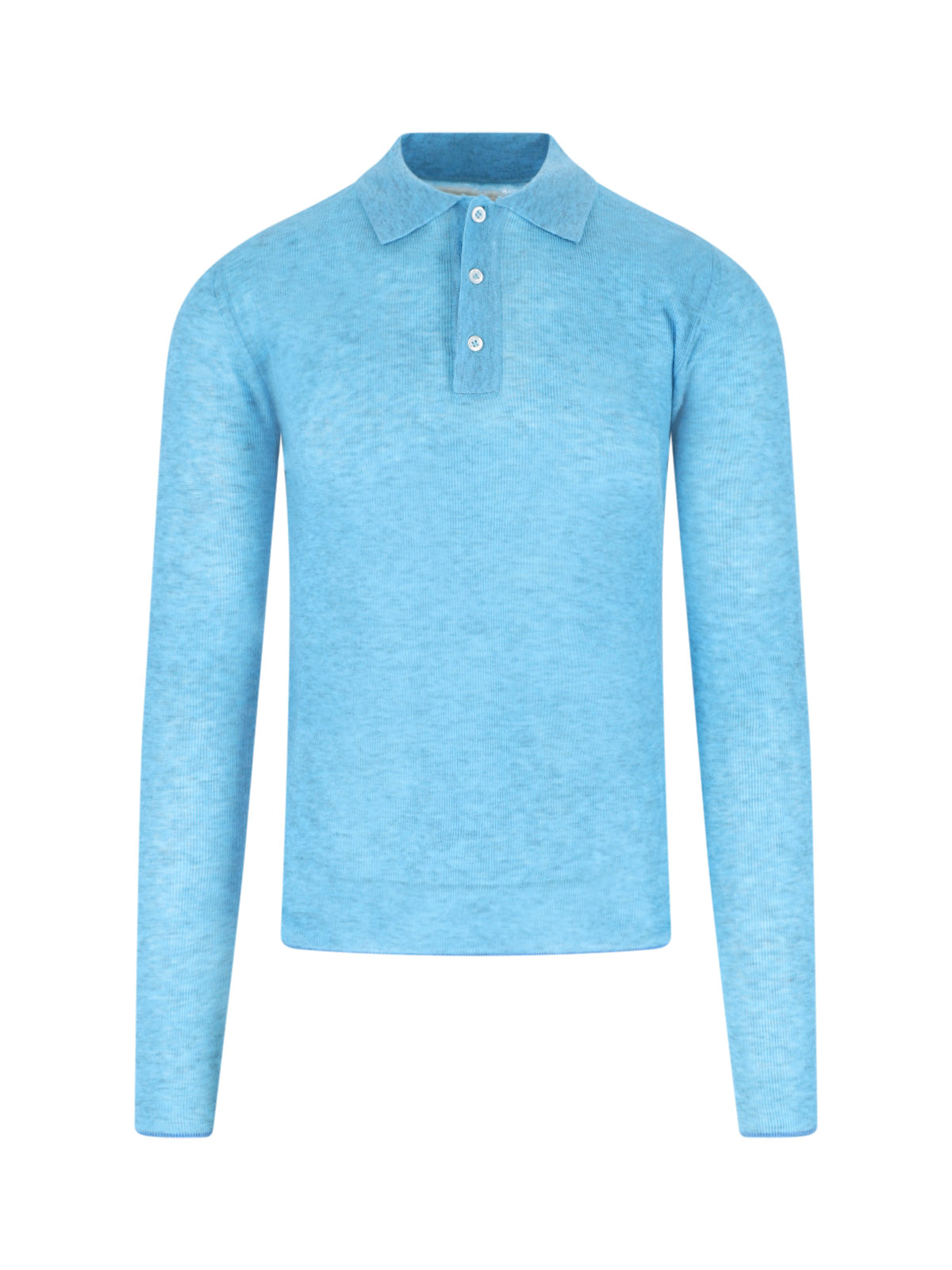 Heathered Blue Long Sleeve Polo Shirt