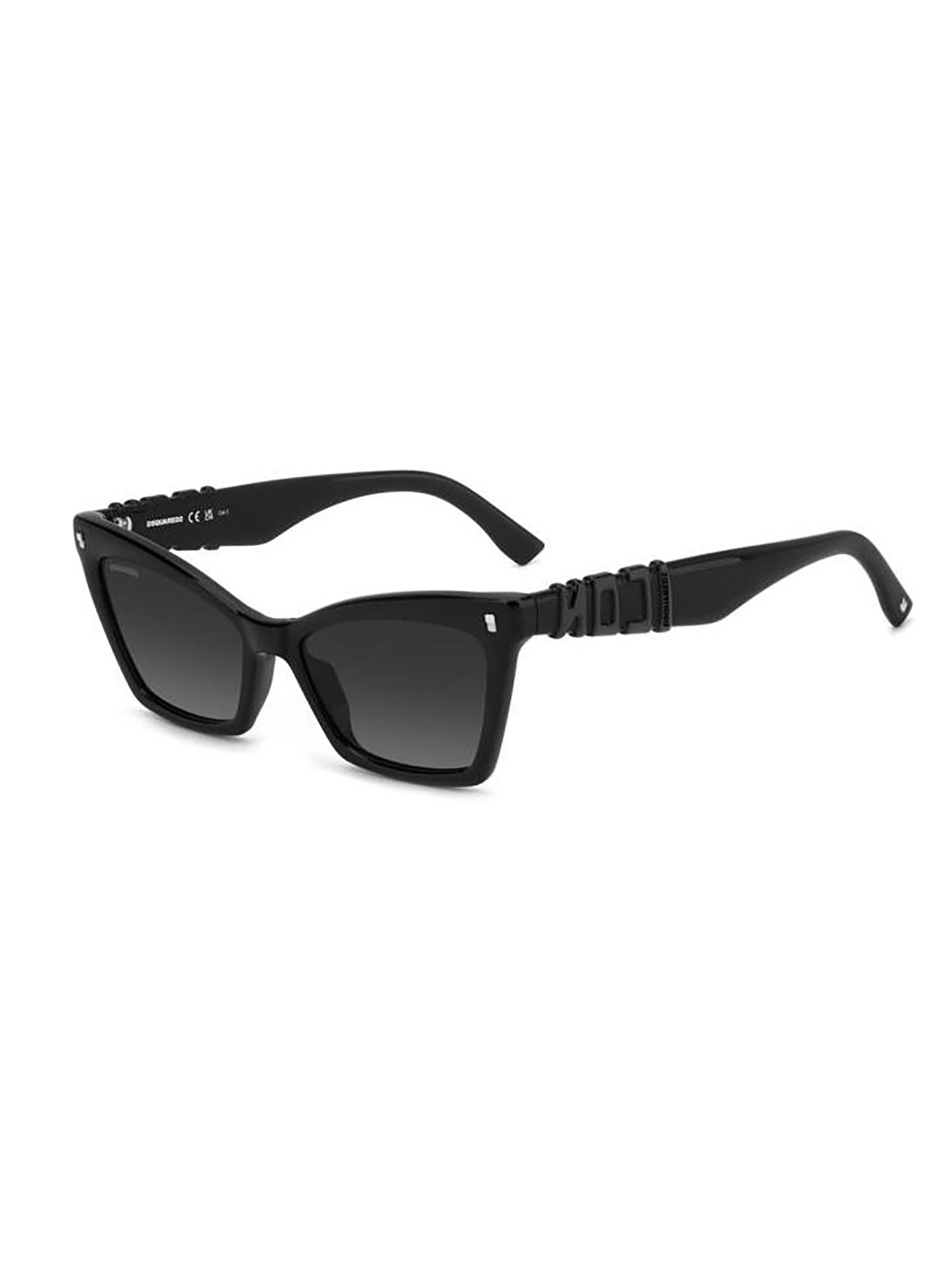 Cat-Eye Black Sunglasses With Unique Textured Temples