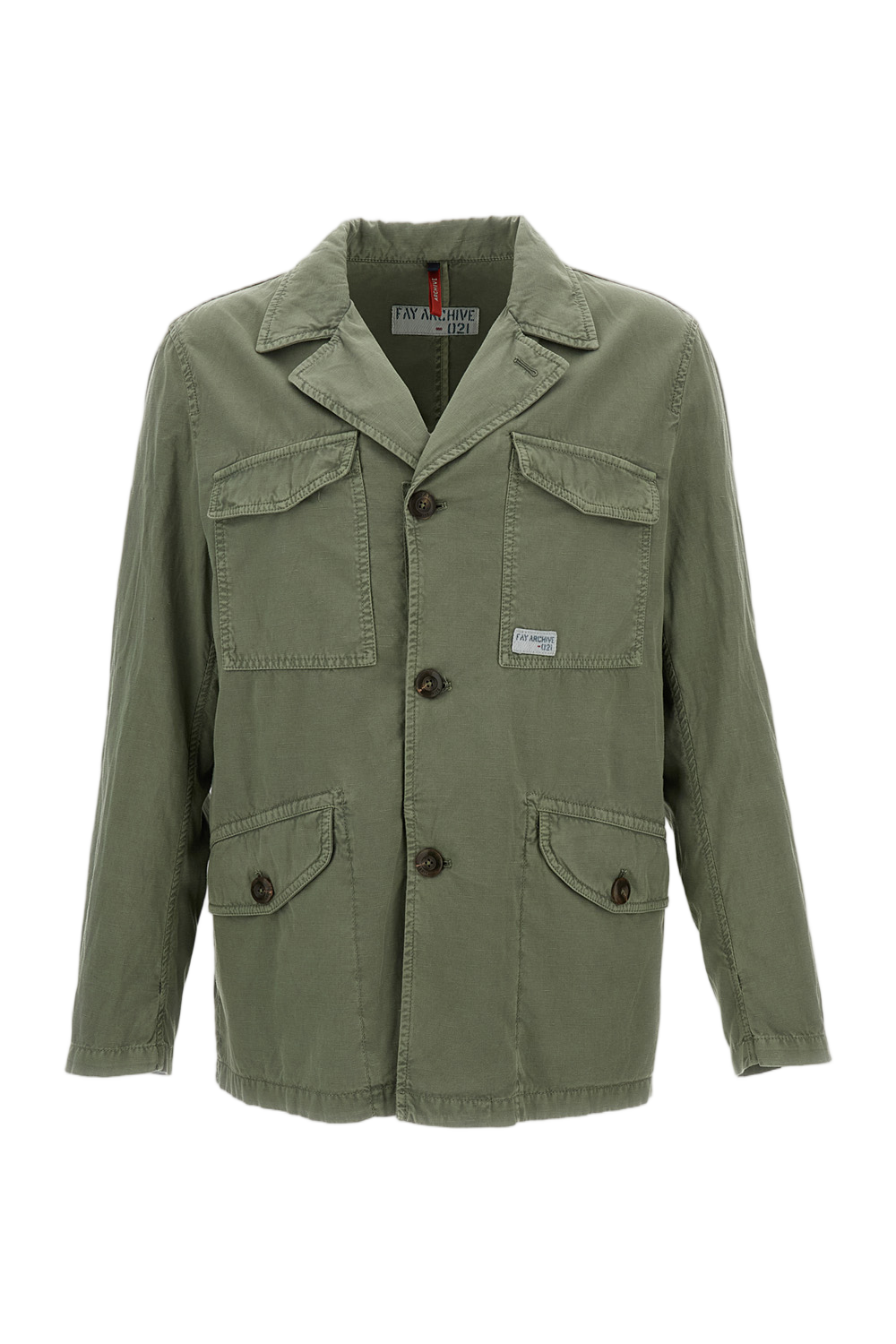 Unlined Green Gabardine Jacket with Flap Pockets and Gusseted Elbows