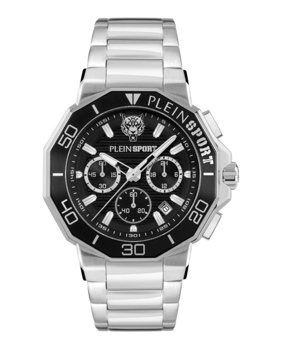 Titan Chronograph Watch With Black Guilloche Dial