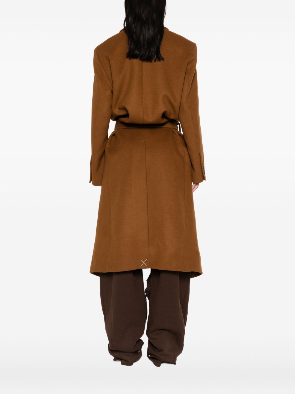 Long Camel Coat with Tailored Waist