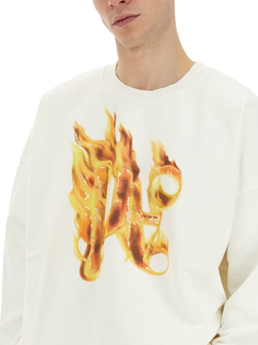 "Burning Monogram" Print Sweatshirt